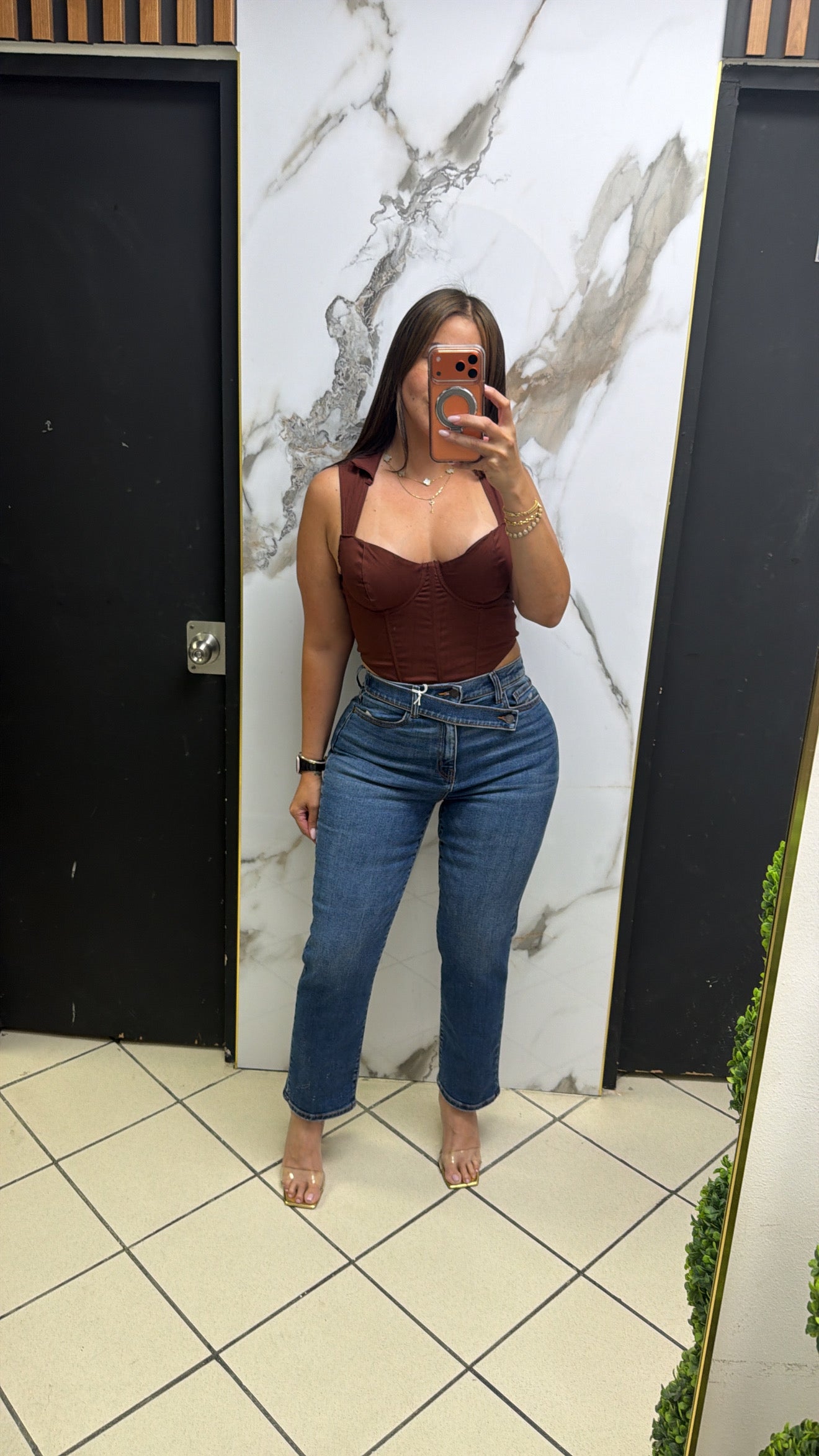 Jean Denim Stretch zepper virado
